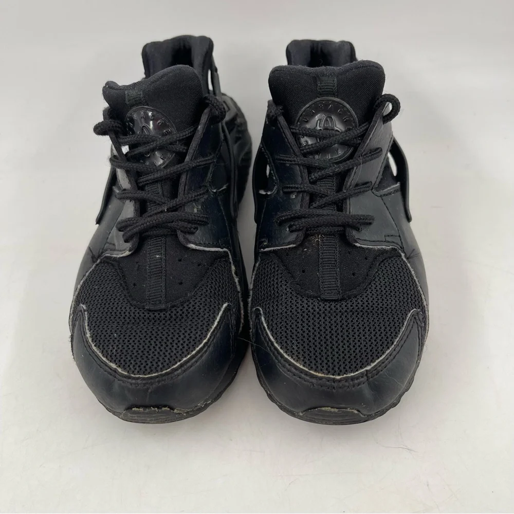 Nike Unisex Kids Huarache-Size 13 C -Black Leather Lace-Up Athletic Shoes